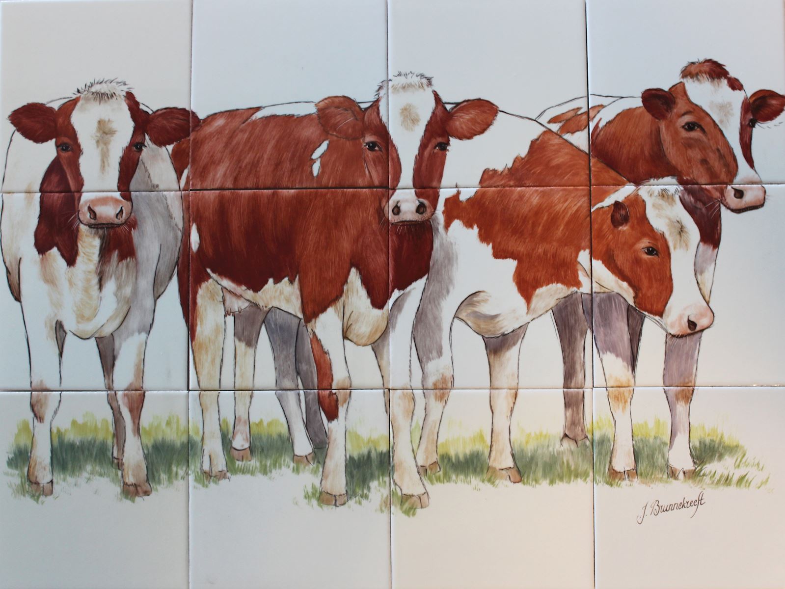 tegeltableau koeien roodbont
