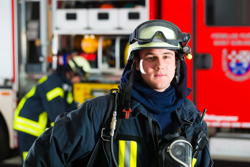 young fireman truck