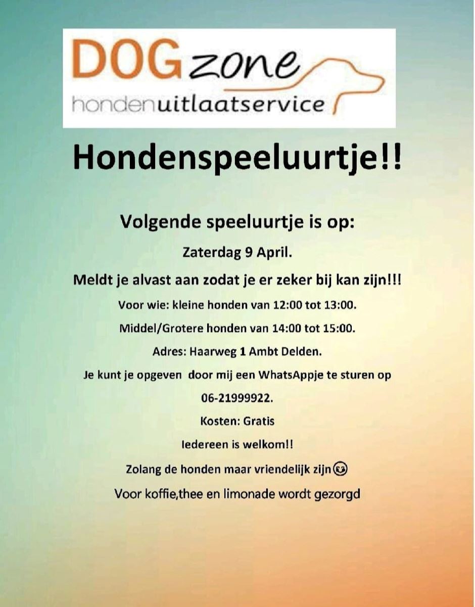 Dogzone Borne hondenuitlaatservice Borne
