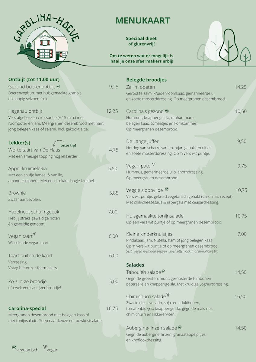 Carolinahoeve menu feb 2026