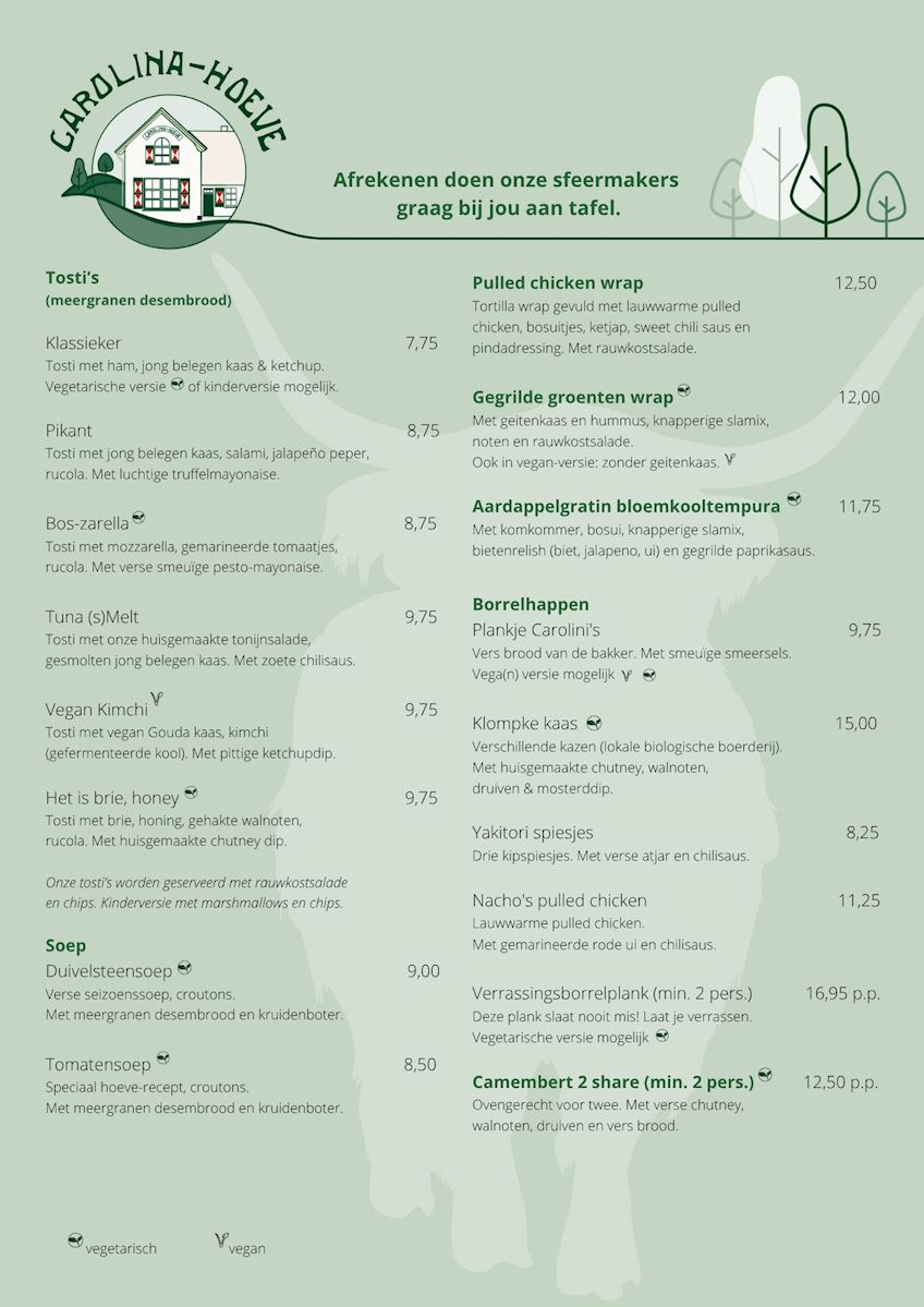 Carolinahoeve menu 2026