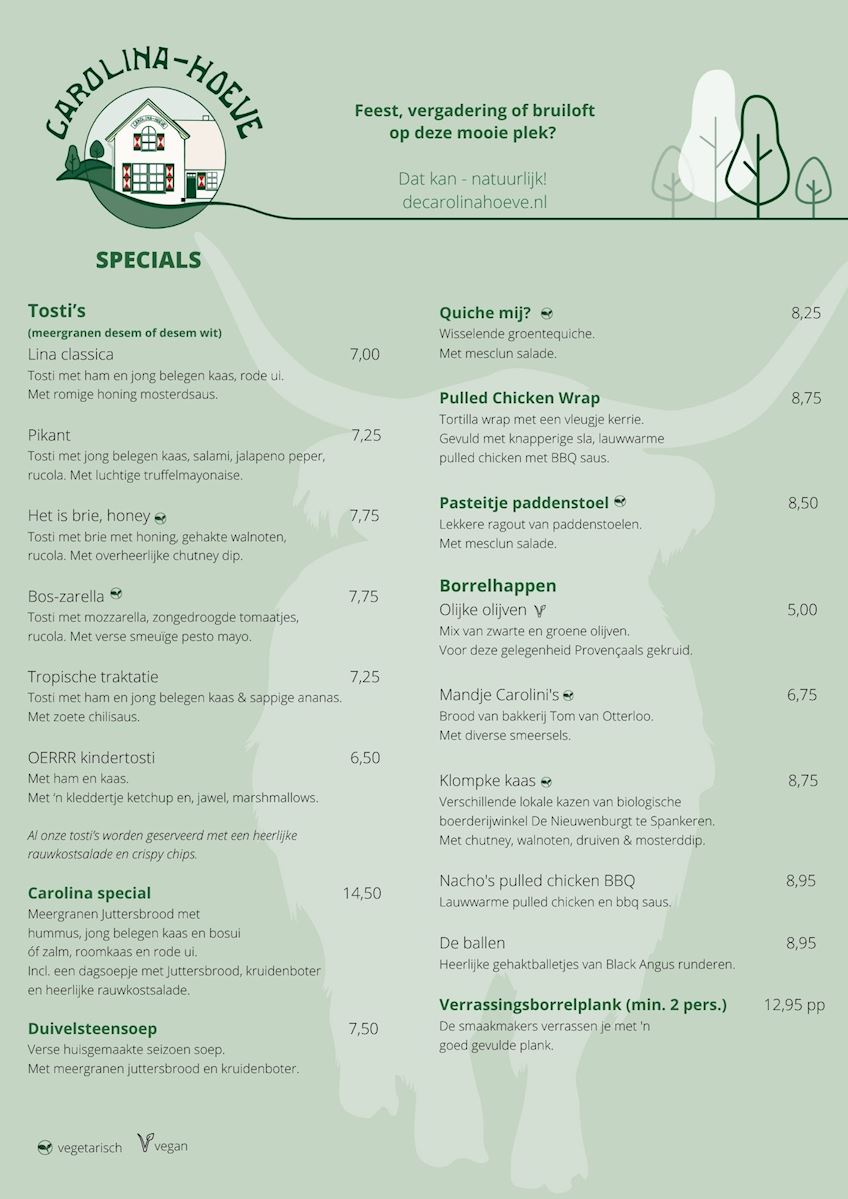 specialskaart De Carolinahoeve