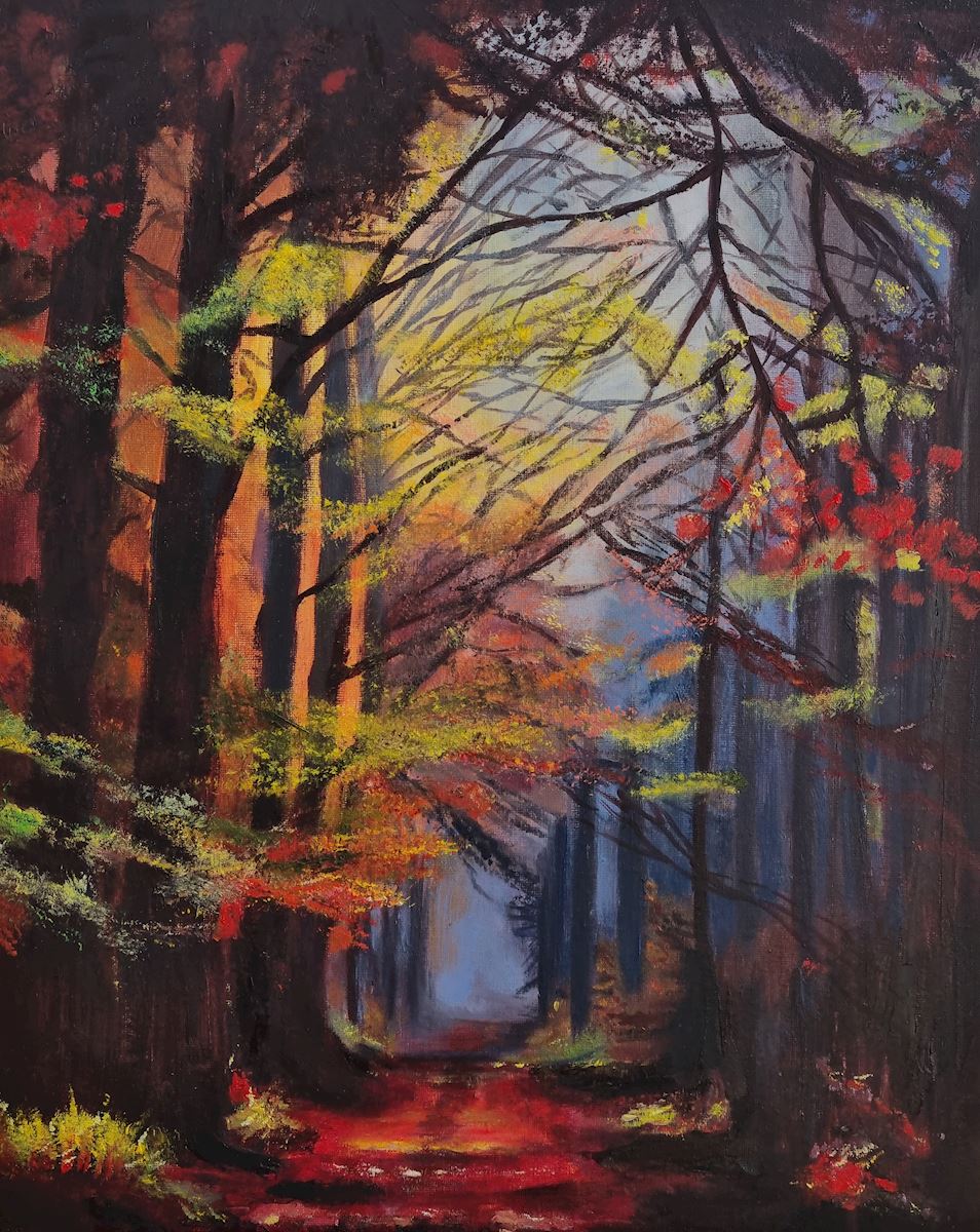 a kunst uit de kast kleur bos woods autumn fairytale sprookjesbos herfst nicole van der linden schilderij