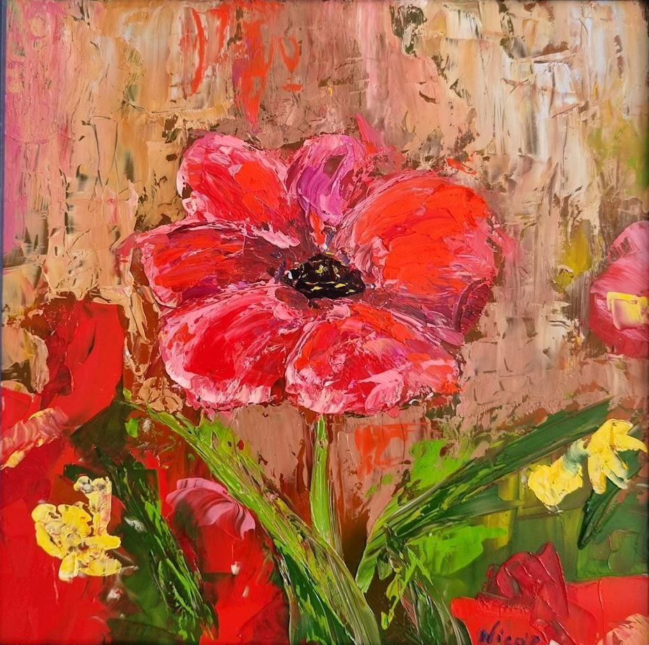 klaproos poppy paletmes olieverf schilderij kunst uit de kast noordwijk nicole van der linden