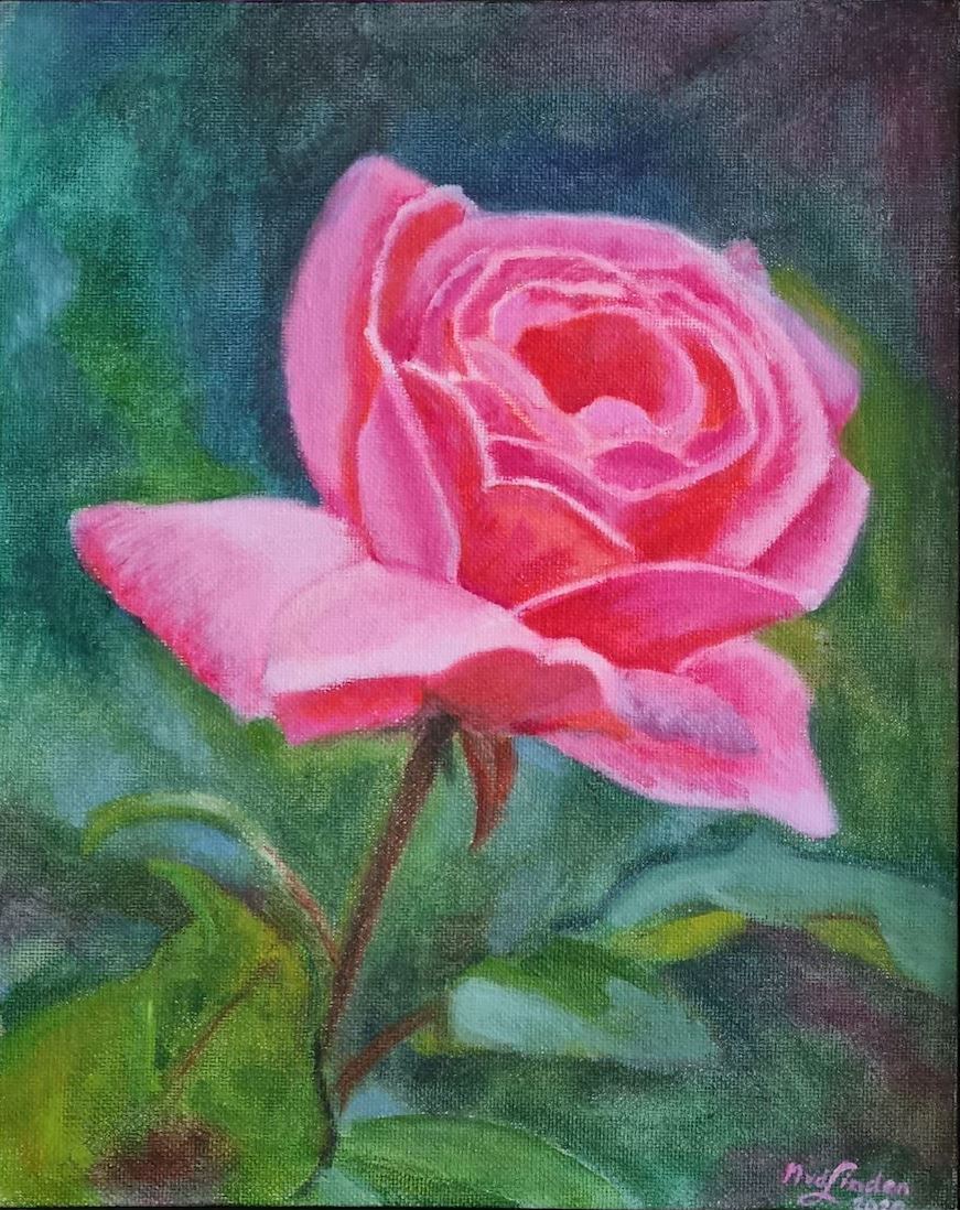w kunst uit de kast roos bloemen roosje rozen Roosje rose flowers nicole van der linden noordwijk schilderij