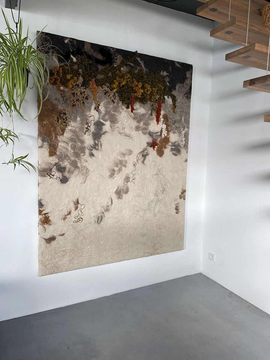 soil in de kamer natuur natuurlijk textiele kunst wol leonie van poecke kunst uit de kast noordwijk