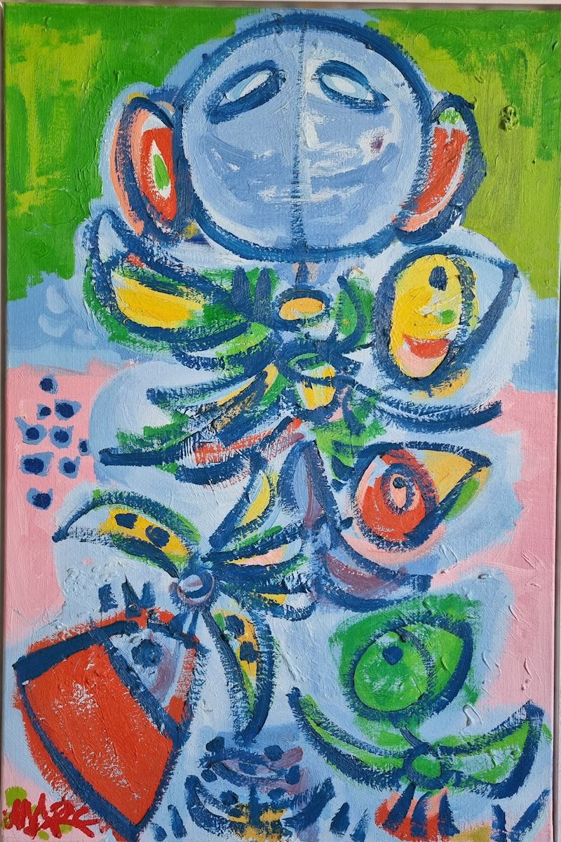 vogel totem schilderij herman brood cobra modern marc barendse kunst uit de kast