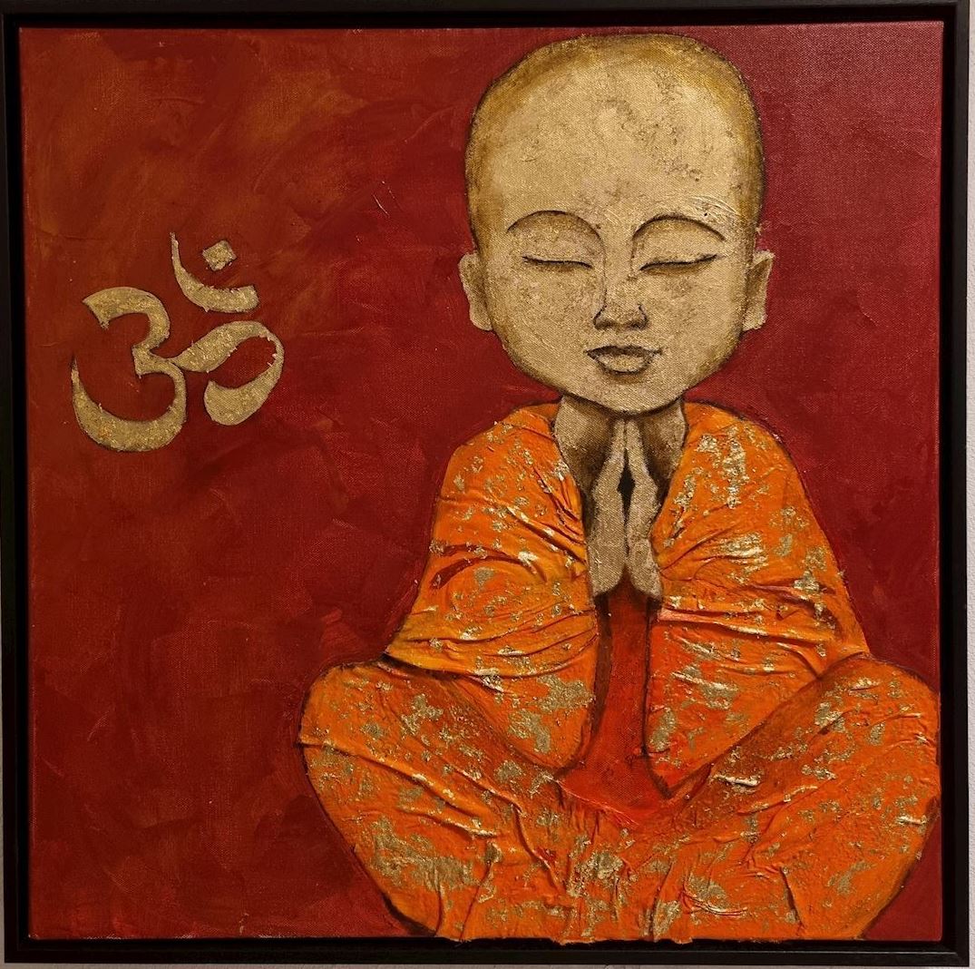little monk kleine monnik japan nepal china geloof buddhisme schilderij willy haalebos kunst uit de kast