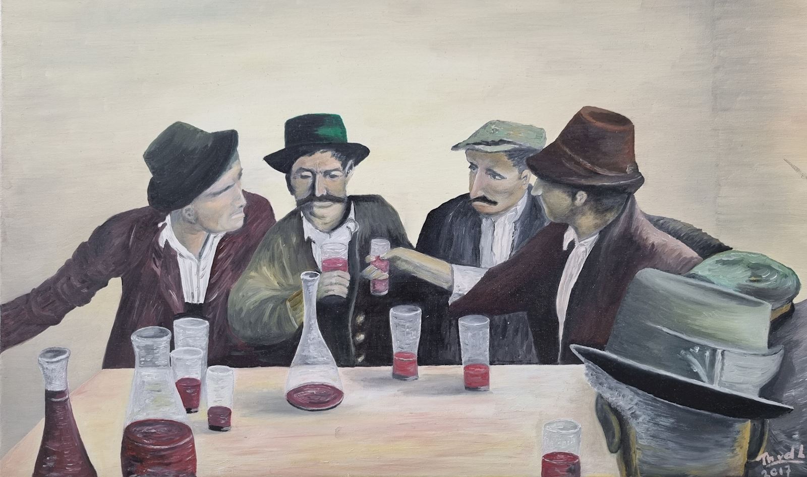 Mannenpraat Theo van der linden borrelen wijn bier bob cafe kroeg schilderij kunst uit de kast