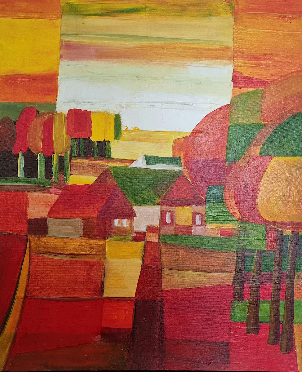 Rood landschap modern anneke malek kunst uit de kast