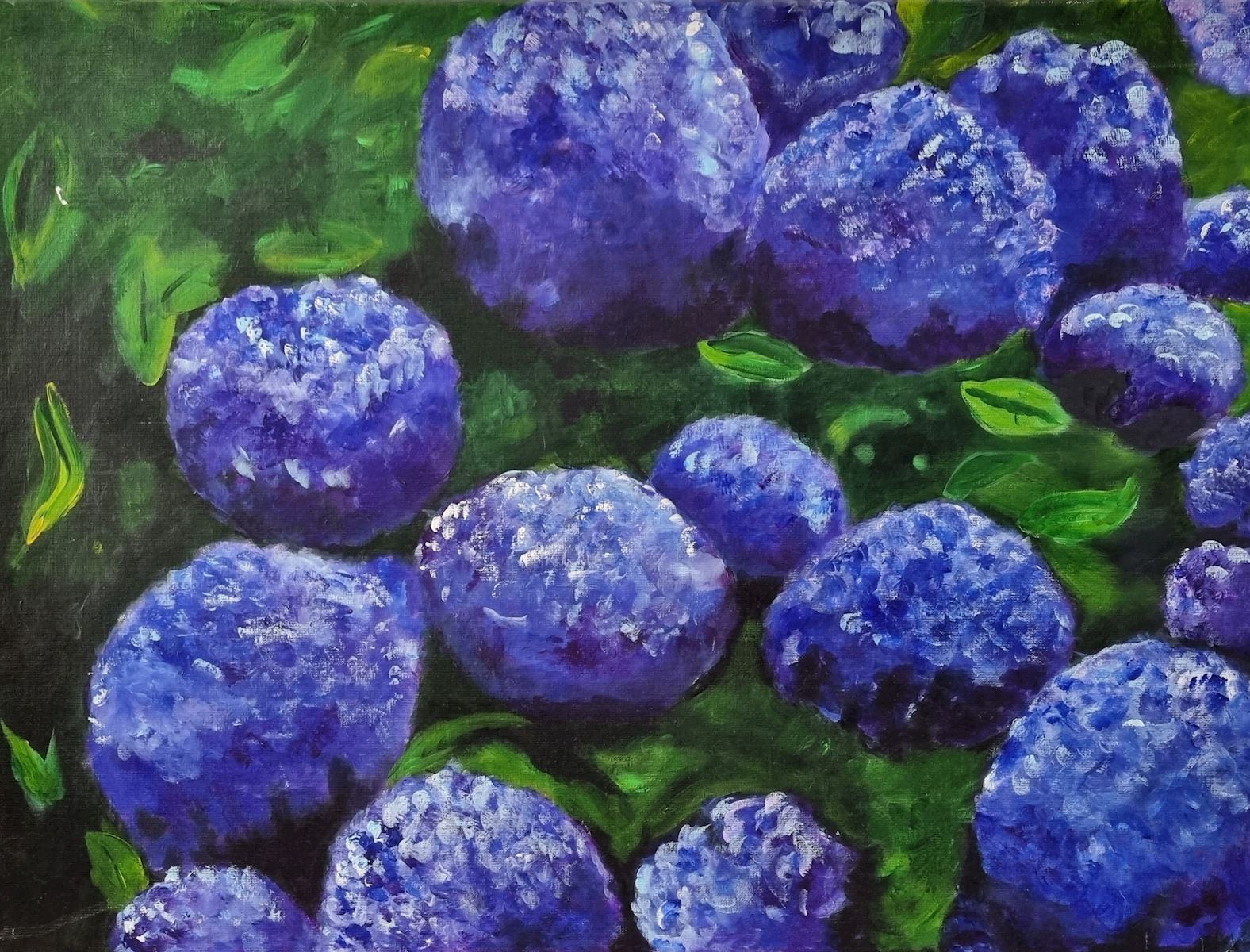 hortensia s blauw sandra guldemond bloemen schilderen kunst uit de kast