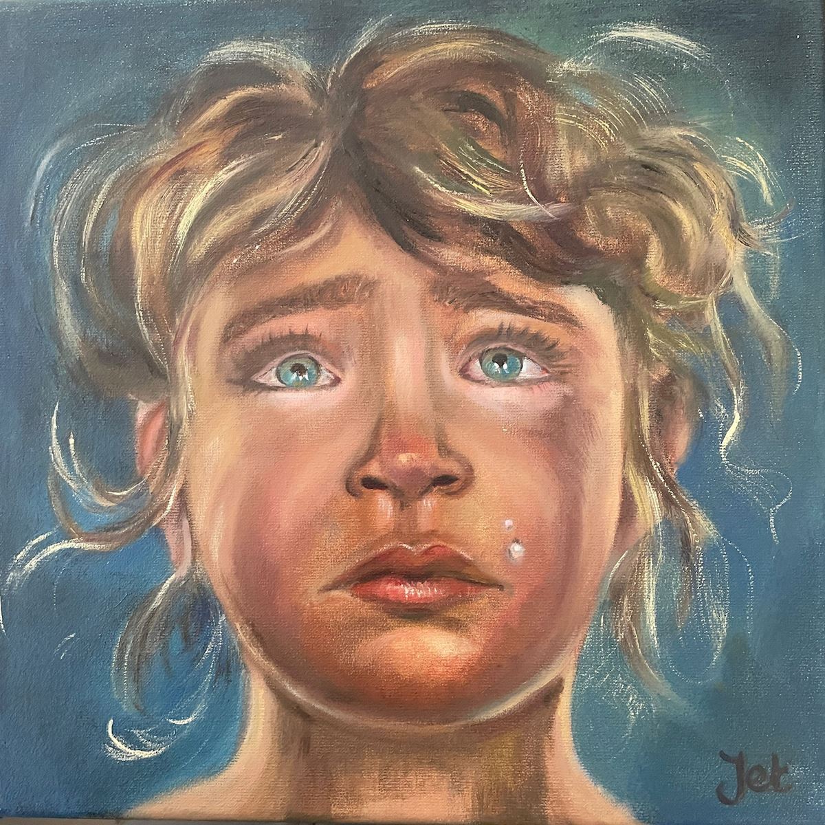 Huilend meisje tranen tranendal jet van der star kunst uit de kast noordwijk blauwe ogen