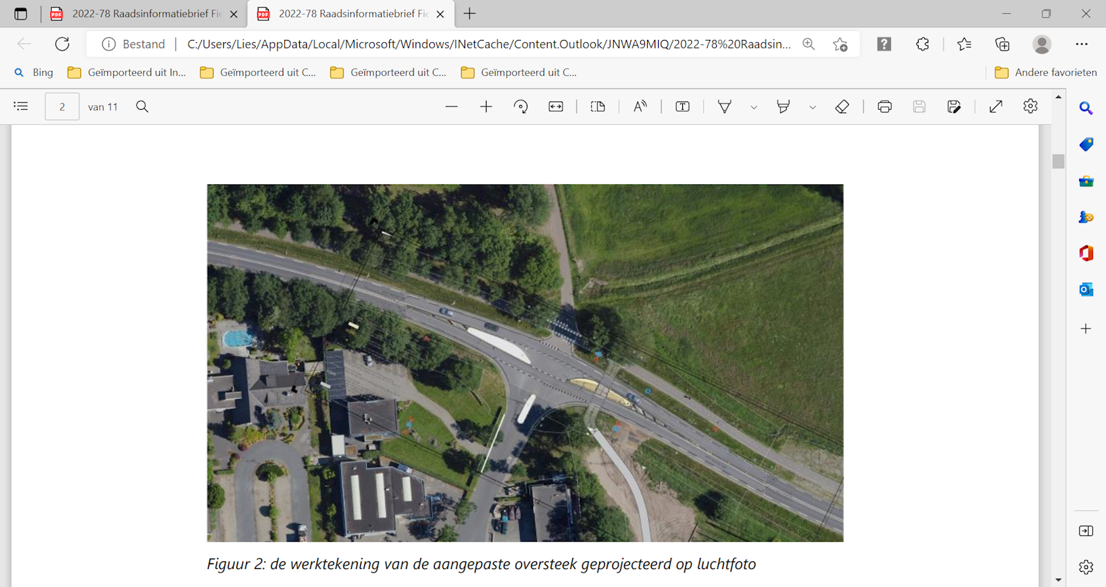2022 78 Raadsinformatiebrief Fietsoversteek N731 Hoofdstraat bijlage Variantenstudie pdf en nog 1 andere pagina Persoonlijk Microsoft Edge 1 11 2022 11 37 57